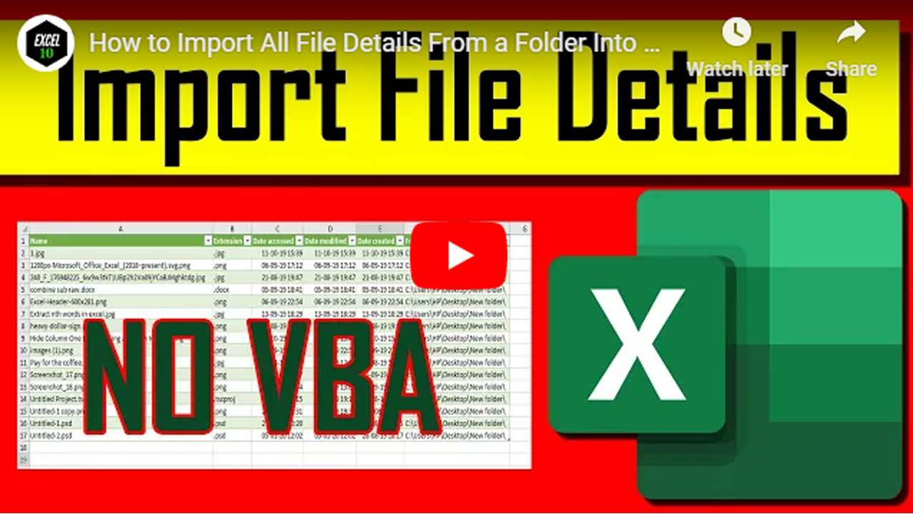 How to Import Each File Details from a Folder into Cells in Excel